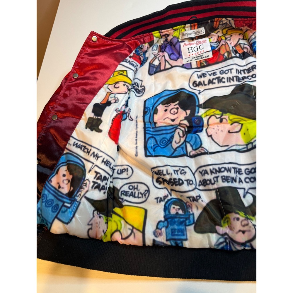 Headgear Classics Dennis the Menace Varsity Jacket Red Black Ombre Satin S - Picture 7 of 14